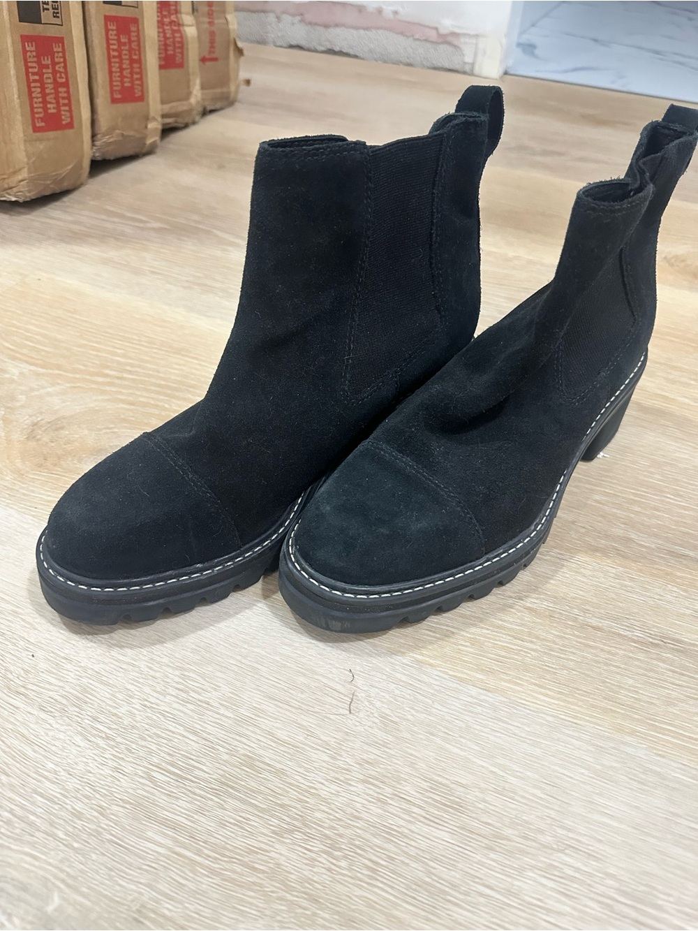 Bernardo Black Suede Chelsea Lug Ankle Boots